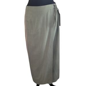 Vintage Express Silk Wrap Midi Skirt Sage Green Large